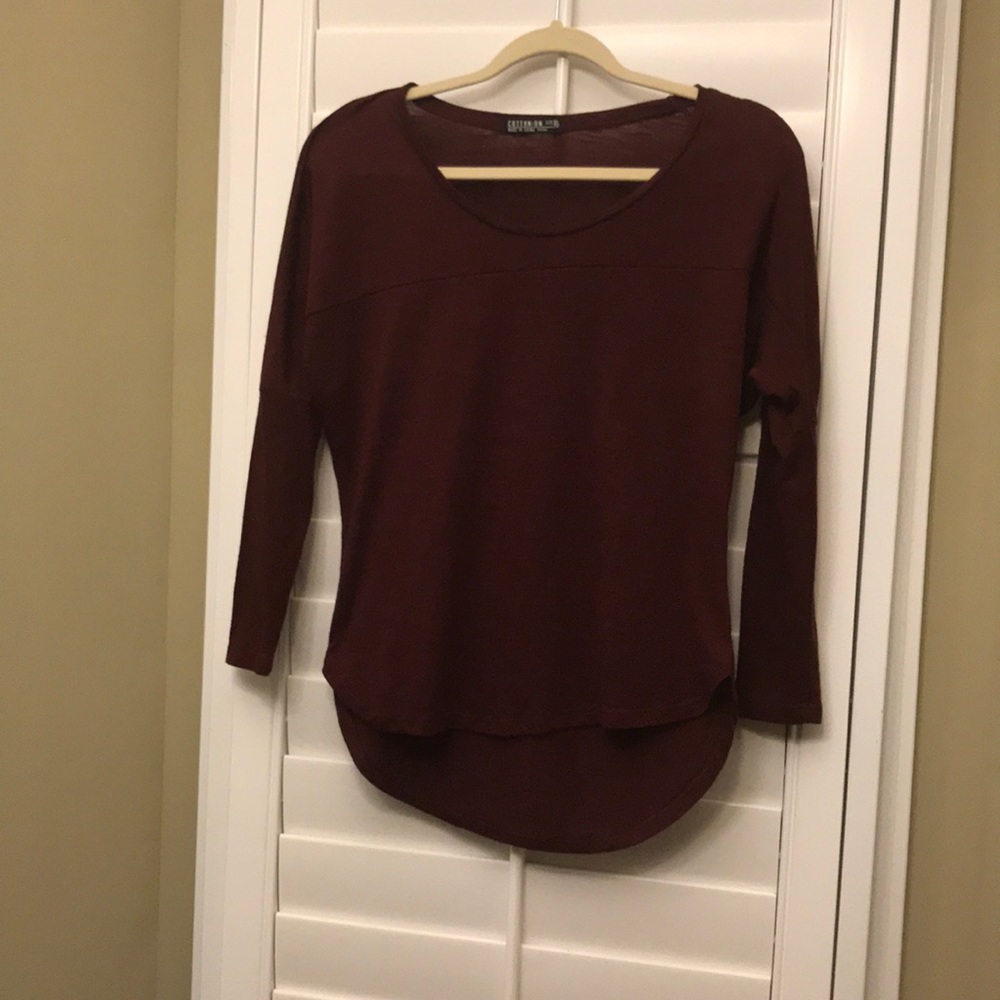 Cotton oversized quarter sleeve shirt